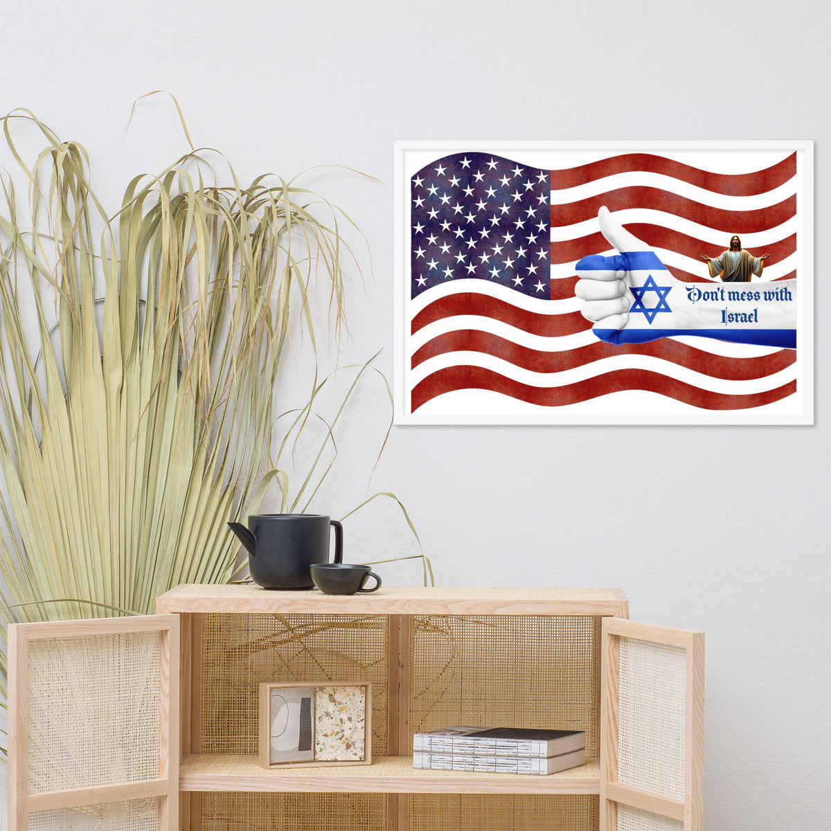 American Flag & Israel Framed Poster – 24×36" | Stand With Israel Wall Art