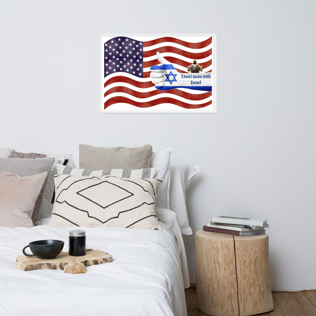 American Flag & Israel Framed Poster – 24×36" | Stand With Israel Wall Art