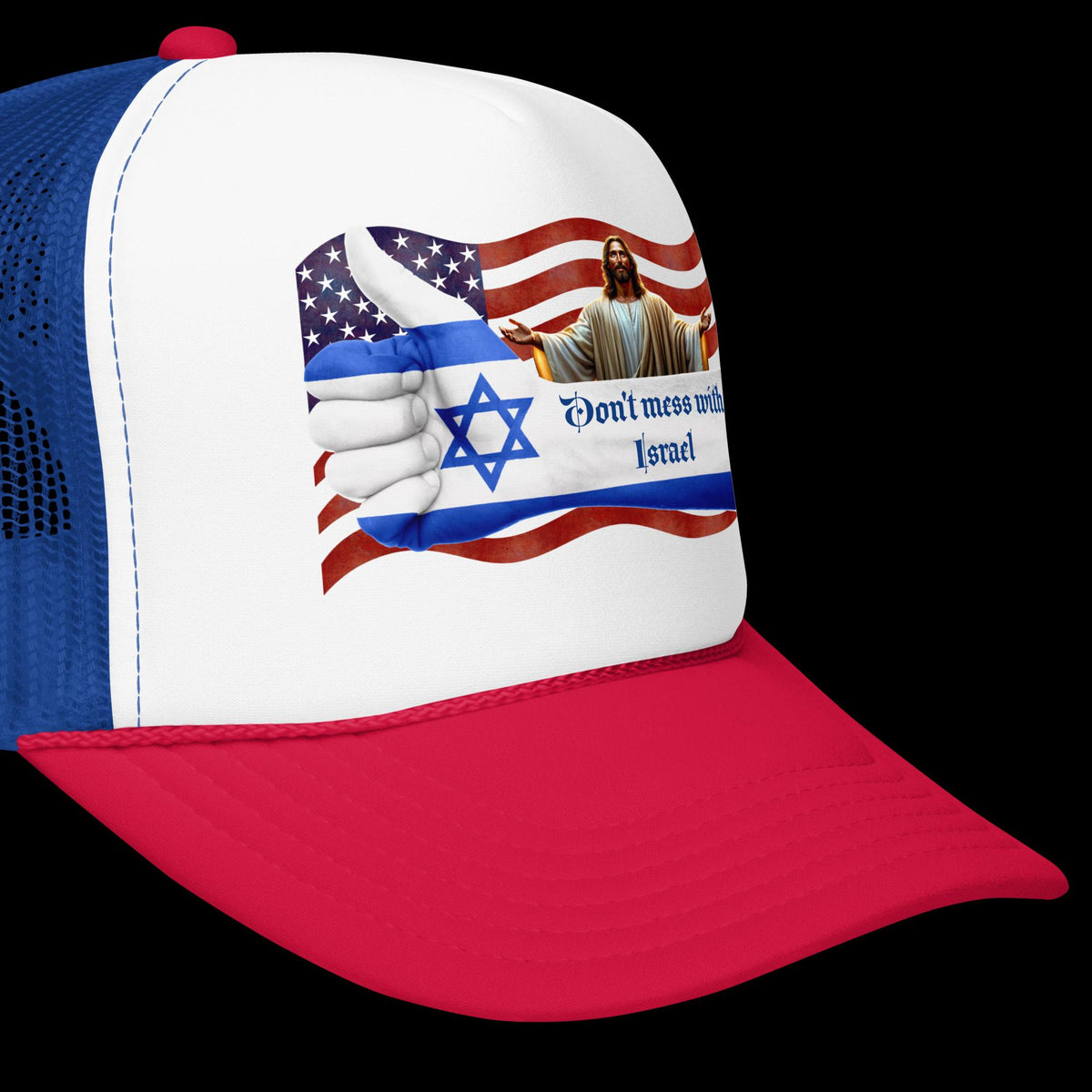 "Don't Mess With Israel" Foam Trucker Hat – Star of David & USA Flag | Patriotic Gift