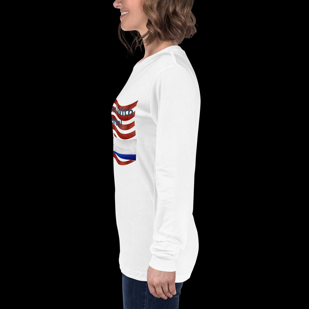 Stand With Israel American Flag & Star of David Long Sleeve Tee | Patriotic Christian Gift