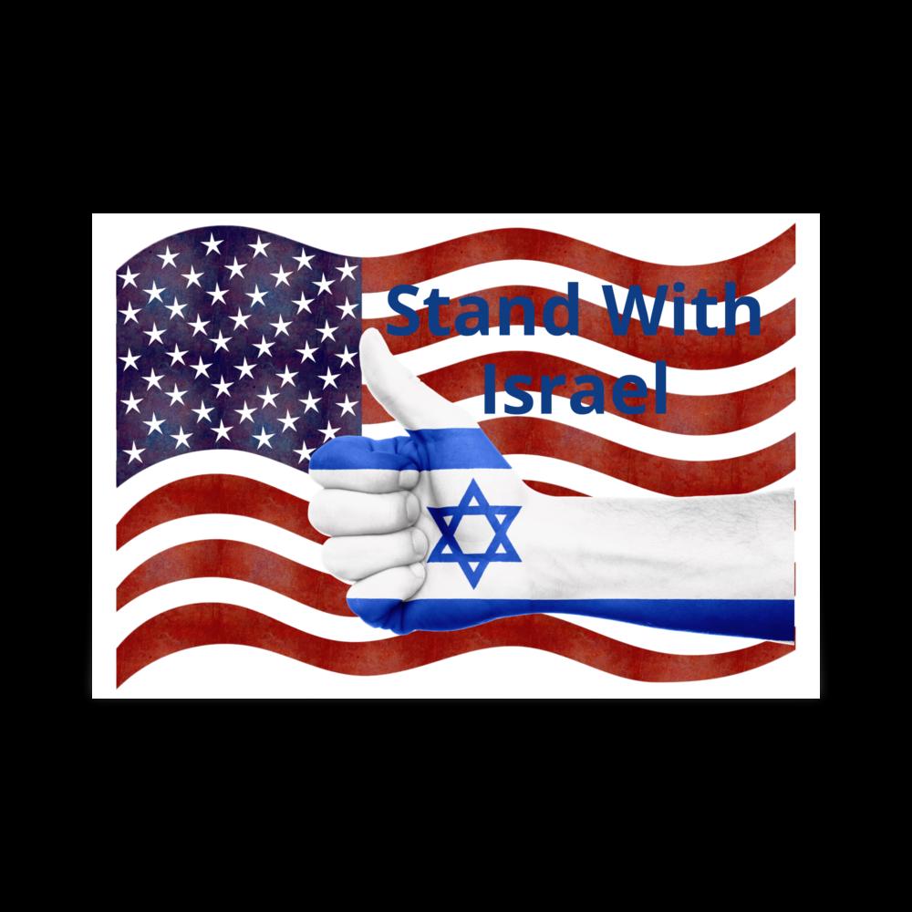 Stand With Israel Poster – American Flag & Star of David | 24×36" Wall Art