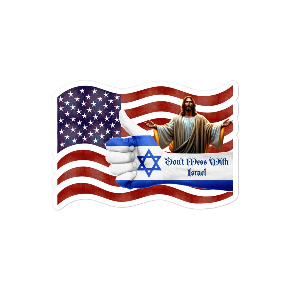 Israel Pride Sticker – American Flag, Jesus & Star of David | 5×5" Faith Sticker