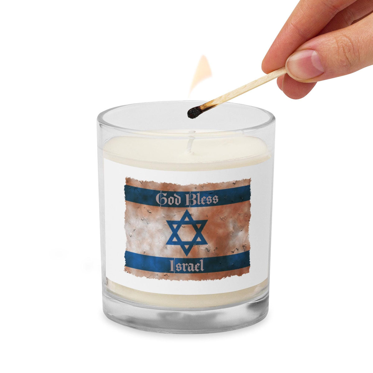 Israel Flag & Star of David Soy Wax Candle | Stand With Israel Home Decor